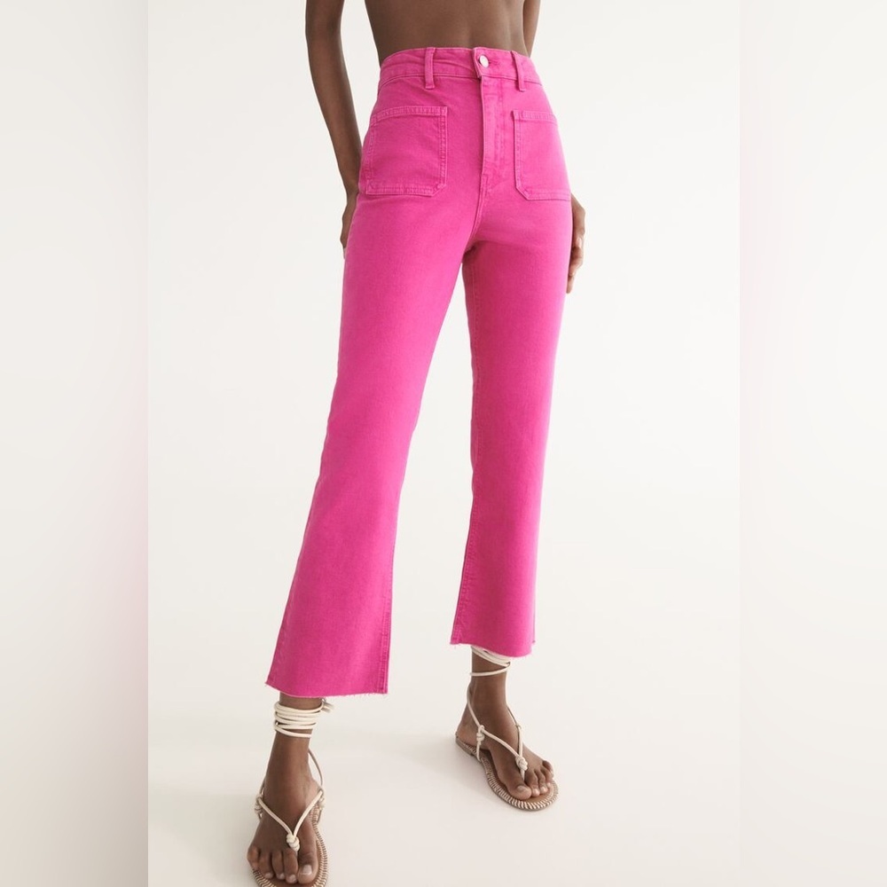 ZARA ZW The Sailor Cropped Pink Flare Jeans size 6